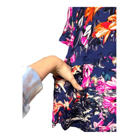 Anthropologie Maeve Caravane Boho Tunic Navy Floral V-Neck Drop Waist Dress - Picture 9 of 10